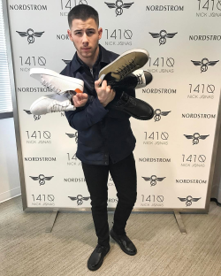 jobrosnews:  nickjonas: Here at @nordstrom_thegrove launching my personal line #1410 with @creativerecreation. I’ll be signing your kicks. See you guys soon.  