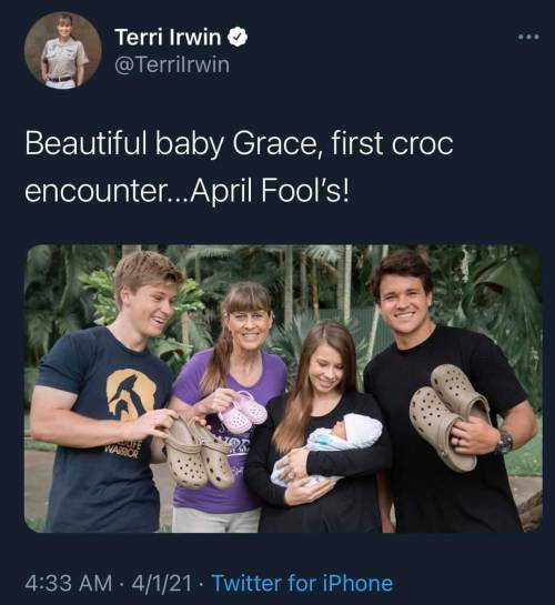 bogleech:andromeda3116:ok this is a good april fool’s jokeshe’s an Irwin, so they needed to keep the real crocodiles safe