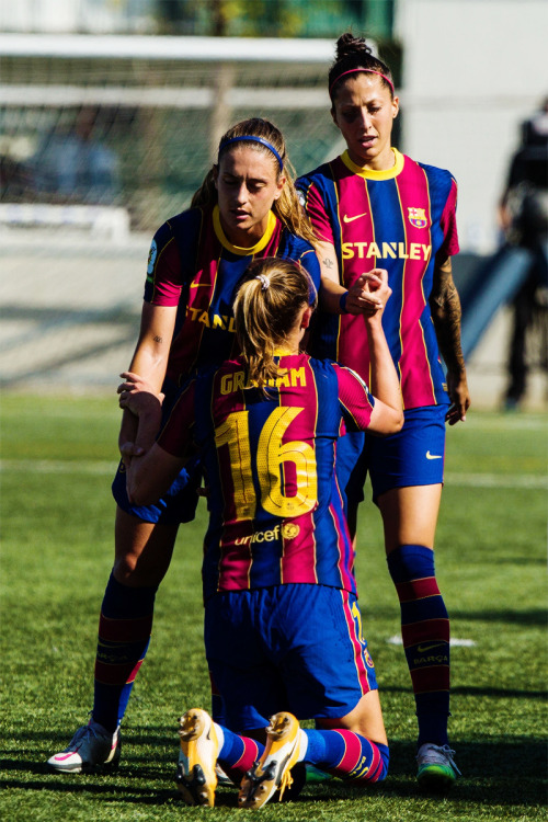 Caroline Graham Hansen of FC Barcelona celebrates a goal during Primera Iberdrola match between Real