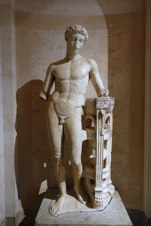 Apollo resting on a tripod.  Roman copy (1st or early 2nd cent. CE) after a Greek original.&nbs