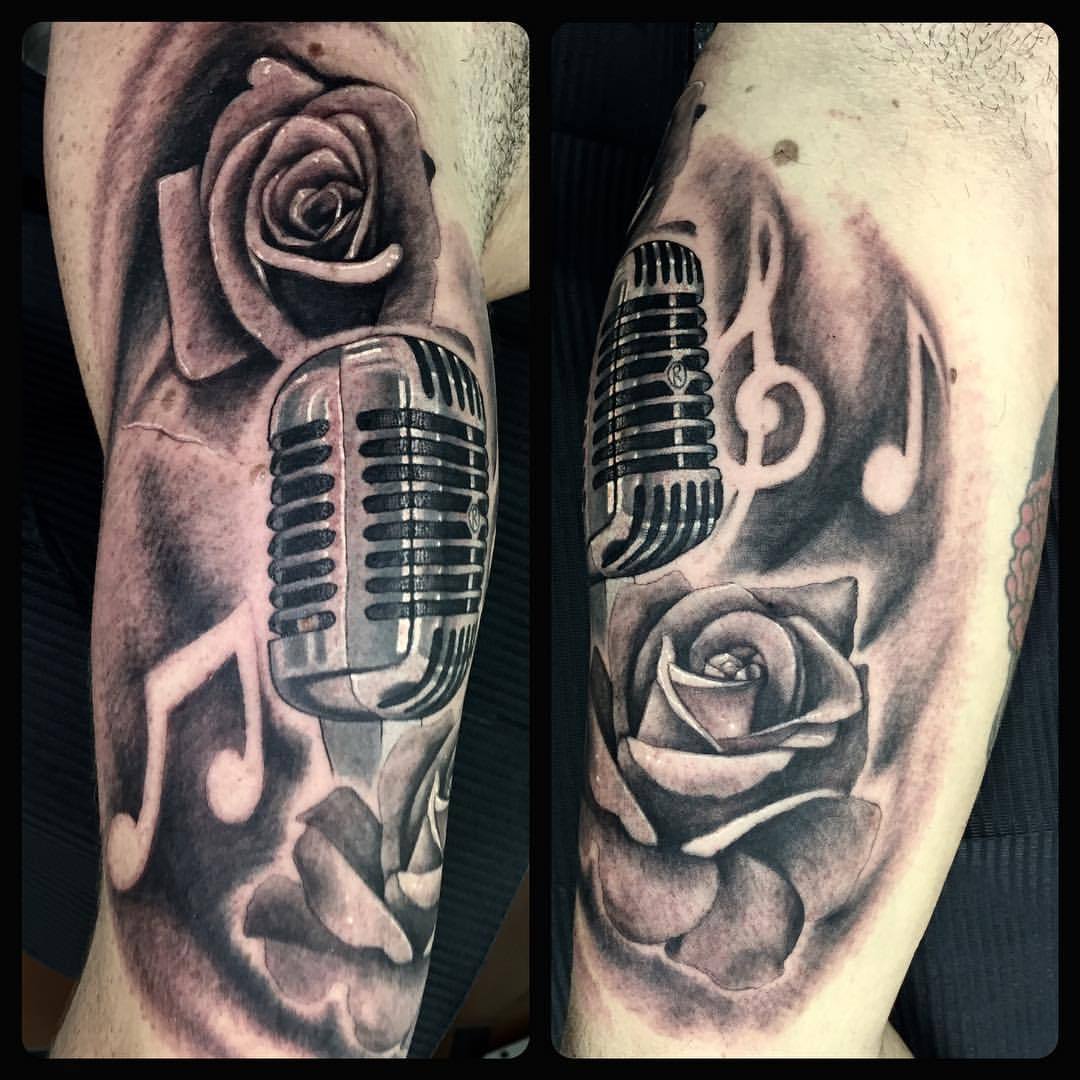 Trent Barker Tattoo Artist  Flash back to this Super fun old school mic  and beatsbydre headphones piece I did last year tattoo tattoos  blackandgreytattoo skinartmag tattooistartmag tat beatsbydre  microphone bnginksociety blackandgreyrealism 