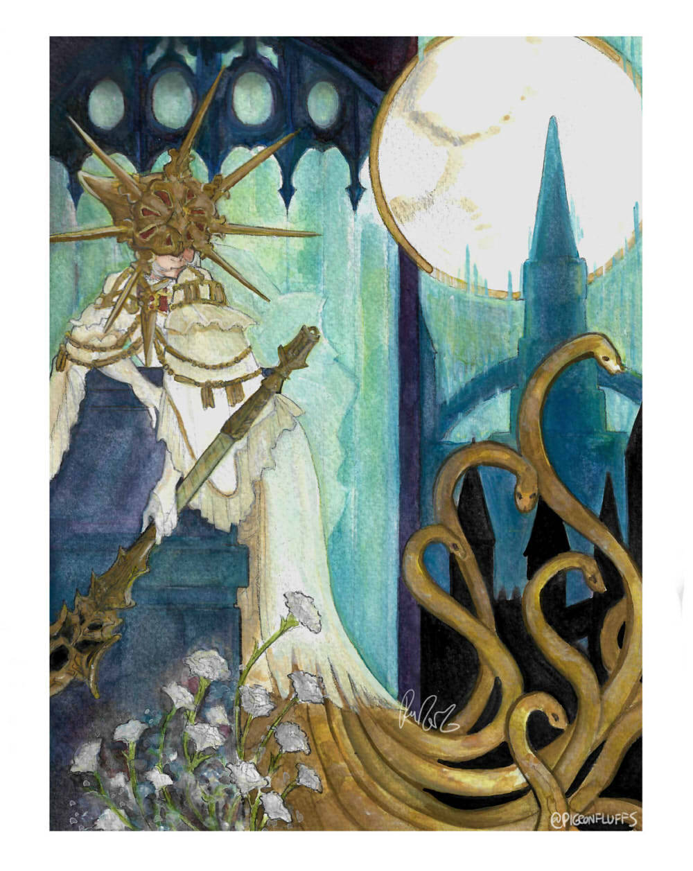 Gwyndolin of Anor Londo Painted with gouache and watercolor
