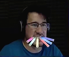 markiplier:  salvdorado:  “Mark, are you putting glow sticks in your mouth?” (X)  mmmmaaaaaaaaaaybe ;)