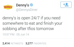 thatfangirlingfreak:  Denny’s knows what’s