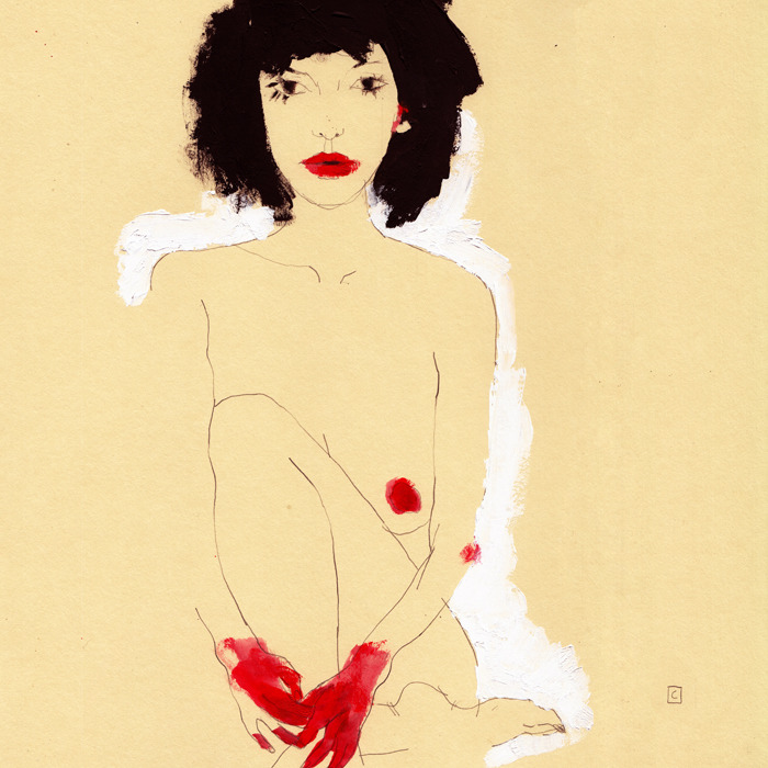 malafem-blog:   Amazing paintings by Conrad Roset all inspired by my images!  Model :