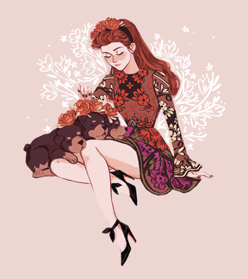 elvishness:persephone and cerberus and a bunch of flowers i did for a step by step for my patreon✨ (