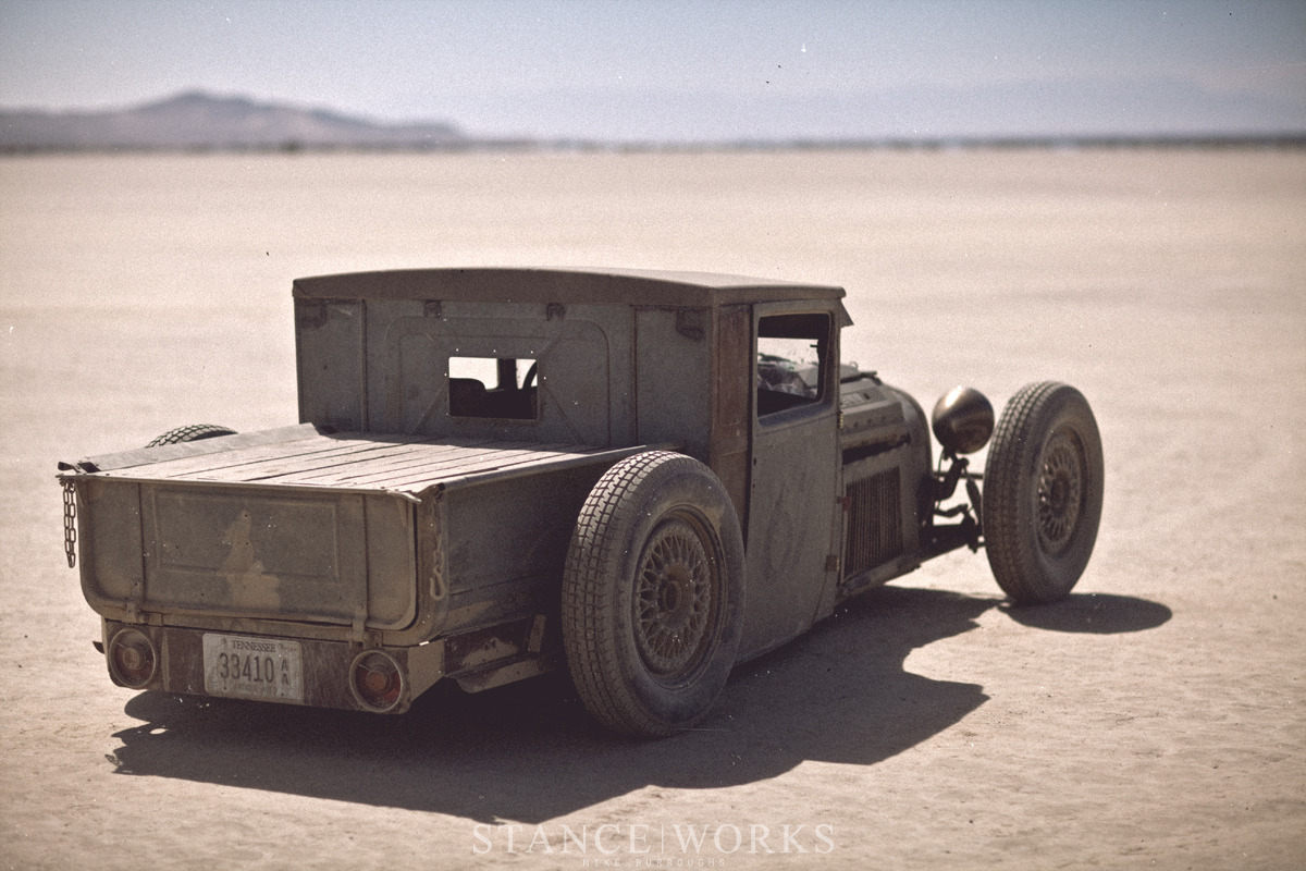 the80sareforever:  My heart and soul on the El Mirage Dry Lake Bed. http://www.stanceworks.com/2013/05/mike-burroughs-ford-hot-rod-bmw-model-a/
