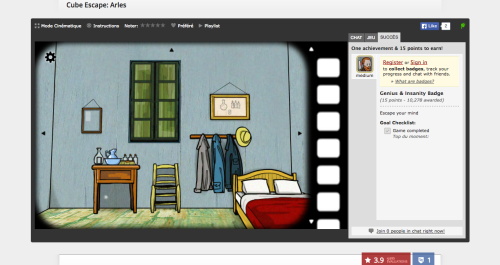RustyLake, Cube Escape: Arles, 2015 (feat. Vincent van Gogh). Available on Kongregate. 