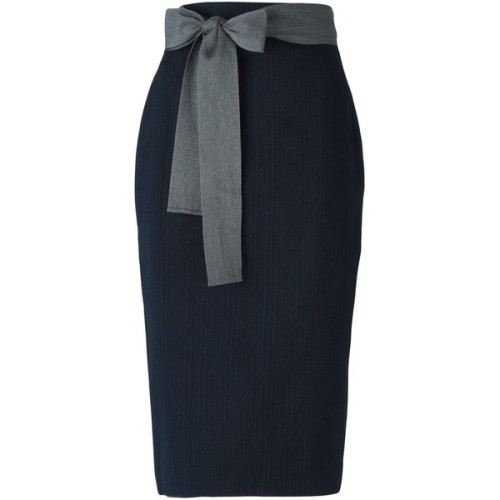 Sofie D'hoore Waist Tie Pinstripe Pencil Skirt ❤ liked on Polyvore (see more blue skirts)