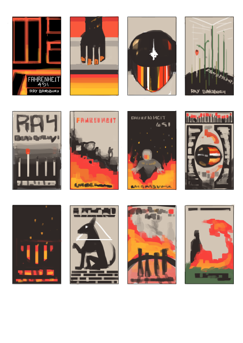 Did some cover thumbnails for for Fahrenheit 451 &amp; Tried to keep the same palette through them. 