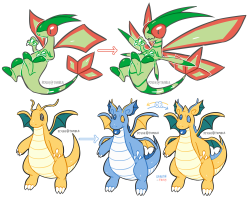 pc4sh:  kuiperfrog@twitter and sjru@twitter suggested me to create some mega evolutions and it was quite fun !  Dragonite’s ridge on it’s back is inspired by it’s old RGB sprite. I love to think that some of the megas where beta / unused designs
