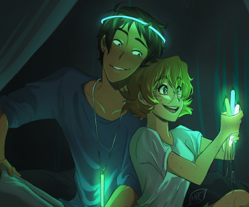 honestlyprettychill:Pidge and Lance hanging in their fort with some glowsticks~~ 