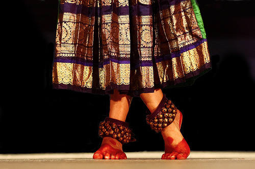 The ankle bells worn by Indian classical dancers are an essential element of the dance. The sound of