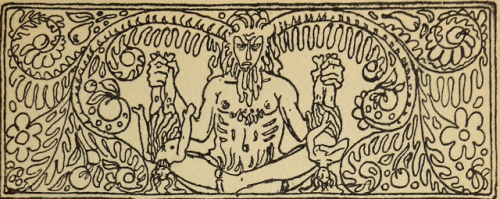 nemfrog:Seated figure with horns holds a man and a woman upside down.  La lámpara maravi