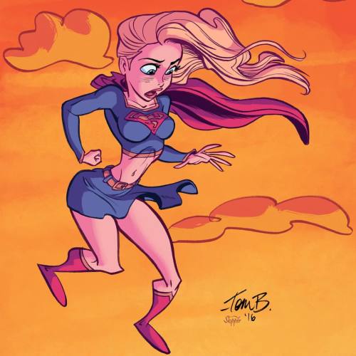tombancroft1:  My#Supergirl drawing colored by @jskipper_colorist !  Nice job J!  #animation #dccomics #inktober2016 