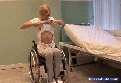 Sex Blonde Women in Body Cast brace and wheelchairfrom pictures
