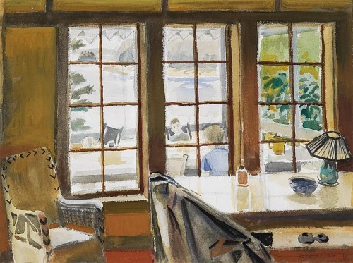 Interior, Looking Out    -   Fairfield Porter American   1907-1975 Watercolor 22 x 30 in. (55.9 x 76