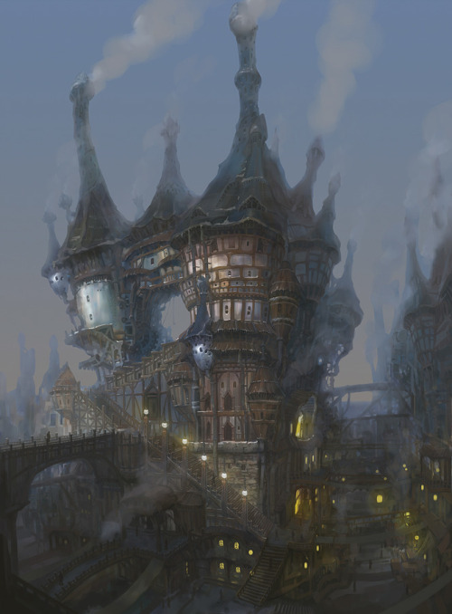 defenestrador:  Steampunk Village, by Minseub Jung.