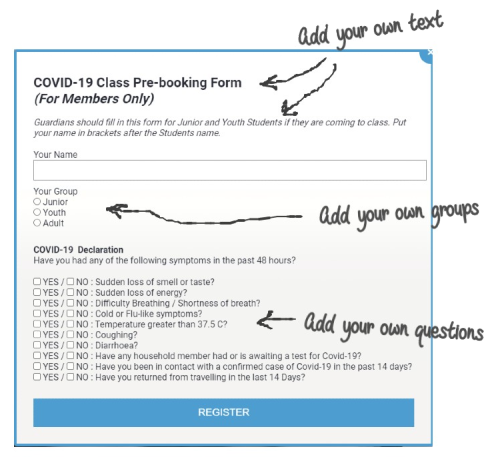 COVID-19 Register Project (self-screening web form & attendance list)