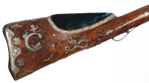 Heavily decorated flintlock rifle owned by Queen Marie Antoinette of France.