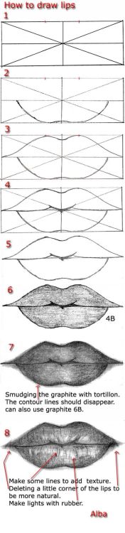 anatoref:  Drawing Lips:Top Image.Row 2,3 & 4Row 5 Left, RightRow 6Row 7