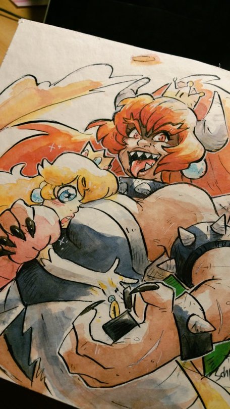 schpog-art: Bowsette🔥, i know you’re already everywhere in the internet right now but i couldnt stand the feeling to not putting you on my paper, you’re wonderfull, thank you… 🙏🙏🙏💦 