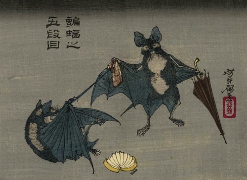 magictransistor - Tsukioka Yoshitoshi (月岡 芳年), Bats and...