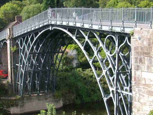 The first bridge made out of iron had a span of only 100 feet. It crossed the Severn River in Englan