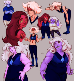 riotbreaker: doodles in which everyone is just soft enough to hug and comfort . i just wanted to draw the famethyst. (yes even skinny is a hug machine shush) 