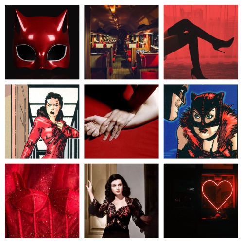  Kitty Grimalkin/Catwoman MoodboardBatman: Dark Allegiances Notes: Catwoman costumes seem red and/or