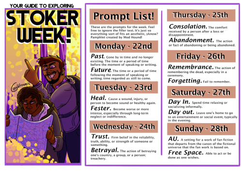stoker-week:Here is our official prompt list! MONDAY- past / futureTUESDAY- heal / festerWEDNESDAY- 