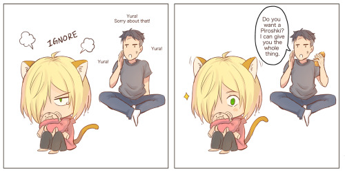 awen-ng: Someone asked what would Otabek do when Yurio cat needs to be cleaned…I tried !Previous Comics:First Encounter With A ButterflyI Found A Grumpy Cat