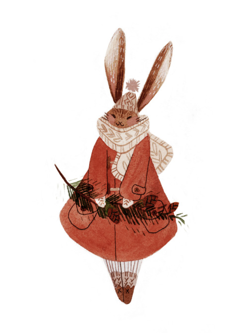 vanessamakesthings: A little christmas-y bunny.  Prepare yourselves, I have all kinds of seasonal illustrations in the works!