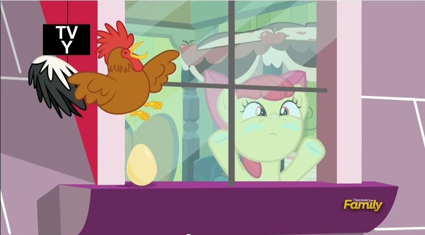 Only in Equestria do roosters lay eggs.Edit: Finished watching the episode, and suddenly