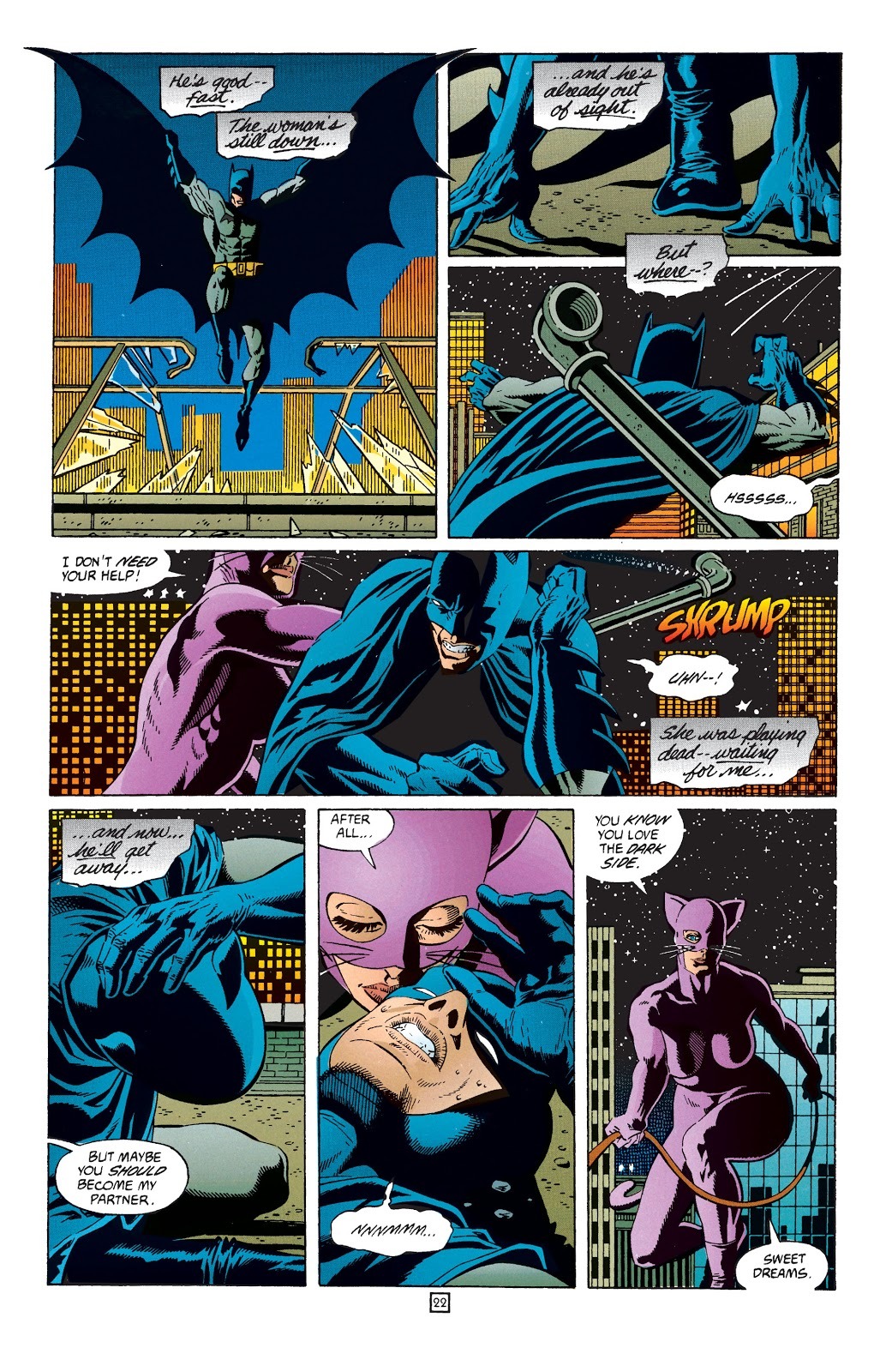 Batman: Legends of the Dark Knight, issue # 13 (December 1990).
An early encounter between Bat and Cat that is pretty much par for the course.