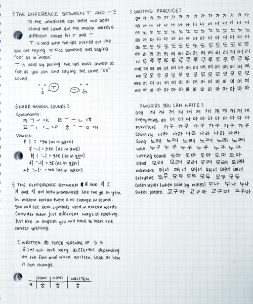procrastudiin: 02.05.17 ~ 5℃☁️ Here are some hangul notes from when I started learning, some of you 