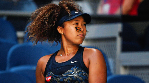 gymnasticians:A butterfly lands on Naomi Osaka during her 3rd round match at the 2021 Australian Ope
