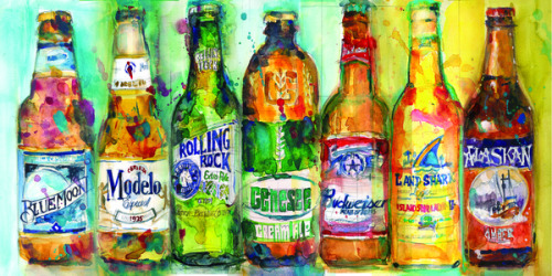 bestof-society6:    ART PRINTS BY DORRIE RIFKIN WATERCOLORS  Carlsberg Beer Bud Light Foster’s Beer - Australian Stella Artois Beer Corona Beer Heineken Beer, Happy Friday Red Stripe Jamaican Style Lager Beer Miller Lite Beck’s Beer Lone