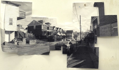 A photo collage I made of a view down a street in Western PA.  I make collages before making paintin