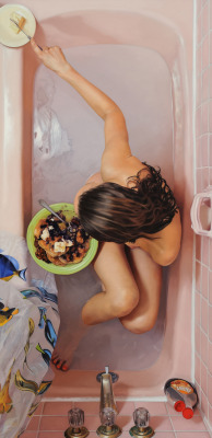 artchipel:  Lee Prices (2010-2012) Blueberry Pancakes. Oil on Linen, 65”x30”Sleeping with Peaches. Oil on Linen, 81”x56” 