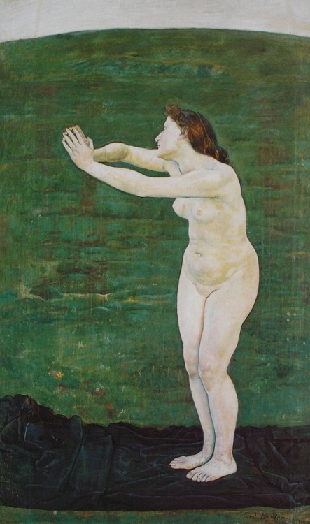 symbolism-art: Communication with the Infinite, 1892, Ferdinand HodlerSize: 97x159 cm