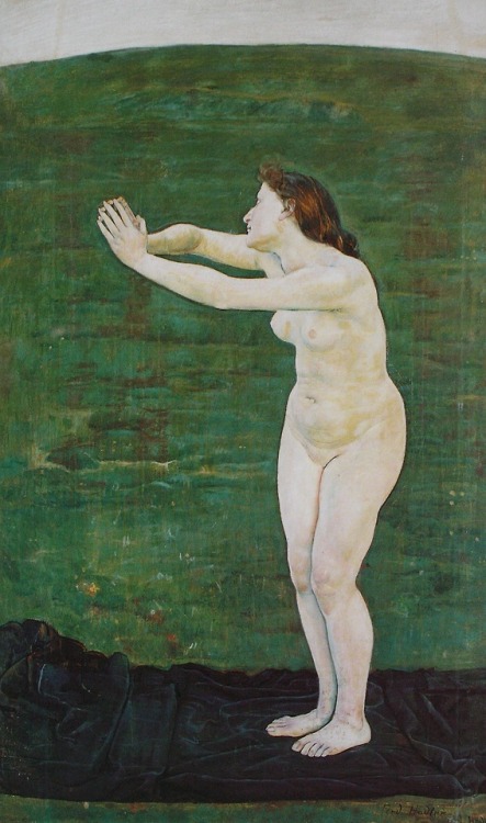 symbolism-art:Communication with the Infinite, 1892, Ferdinand HodlerSize: 97x159 cm