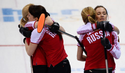 Russian women curling team. Love them!! Not