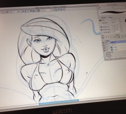 callmepo:  Guess who took the initiative to try to use his Manga Studio program … again.  I bought this program a long time ago because it was recommended by artists for digital inking.   But when I first tried it I was overwhelmed by the interface