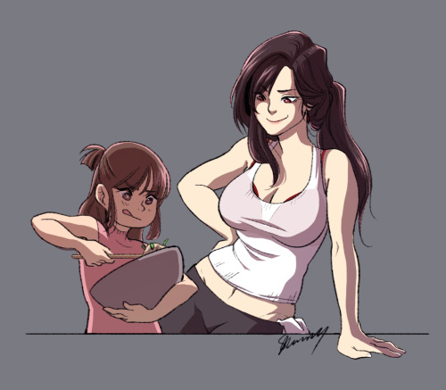 misomeeso:Tifa and Marlene.Tifa is a very good cook.(Managed to recover this file after computer shu