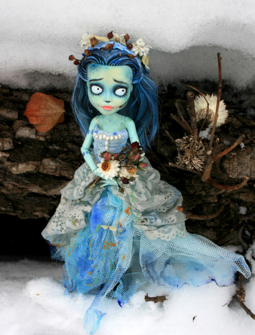 Somewhere between everything I repainted Monster High Frankie into Emily from Corpse bride.