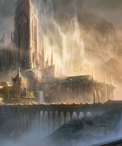 fantasyartwatch:  Waterfall Castle by Shen