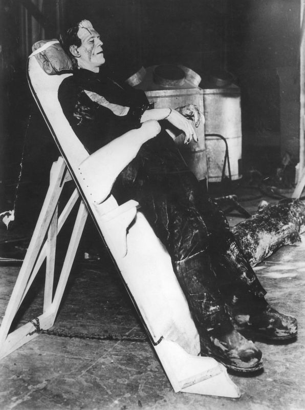 universalmonsterstribute:  Boris Karloff taking a break on the set of The Bride of