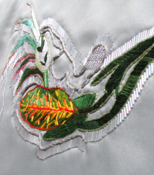 And some old embroidery for the background: tropical plants, made almost 3 years ago)) This blo