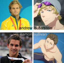 bigassbarahands:  jaamatane:  So apparently Australian Olympic swimmers Eamon Sullivan and Andrew Lauterstein appeared in FreeES 12.And guess what… They both swim Free(style)   K someone give us real life everyone else plz cuz they cuties. 